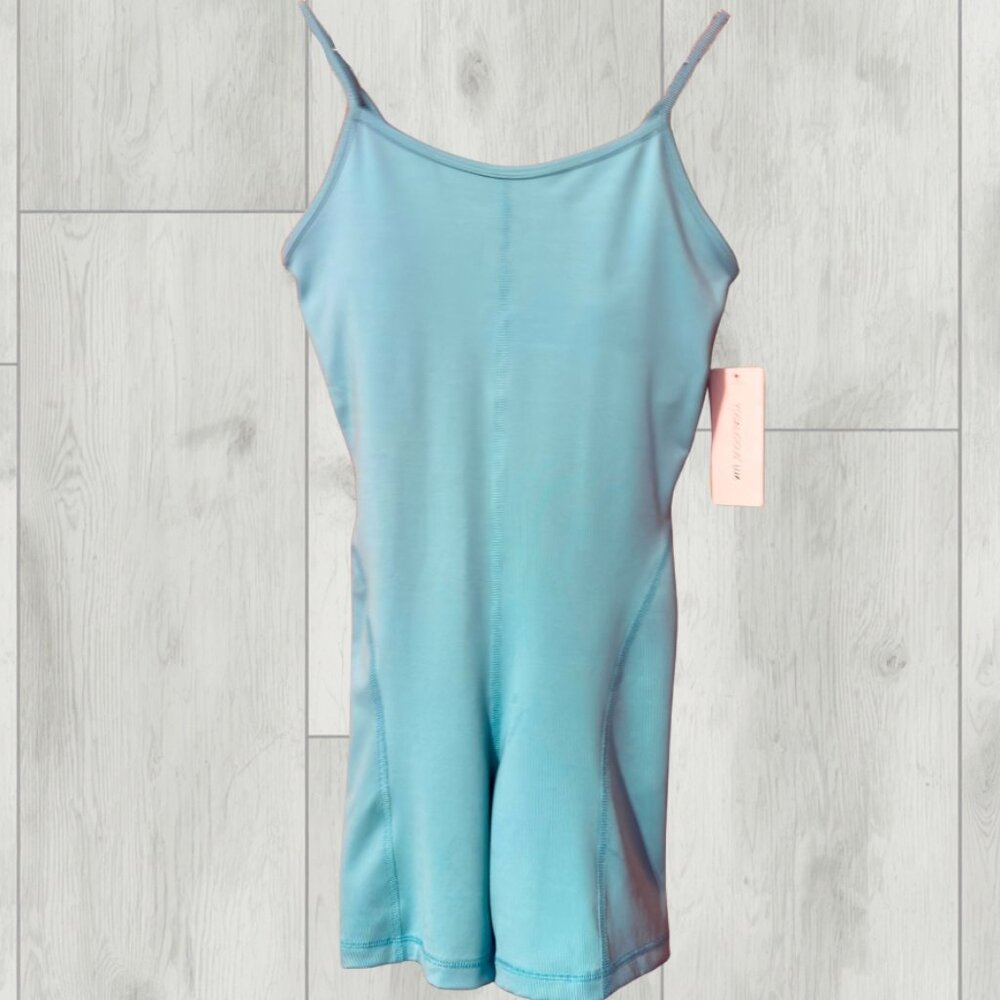 Yogalicious Light Blue Spaghetti Strap Shapewear Romper